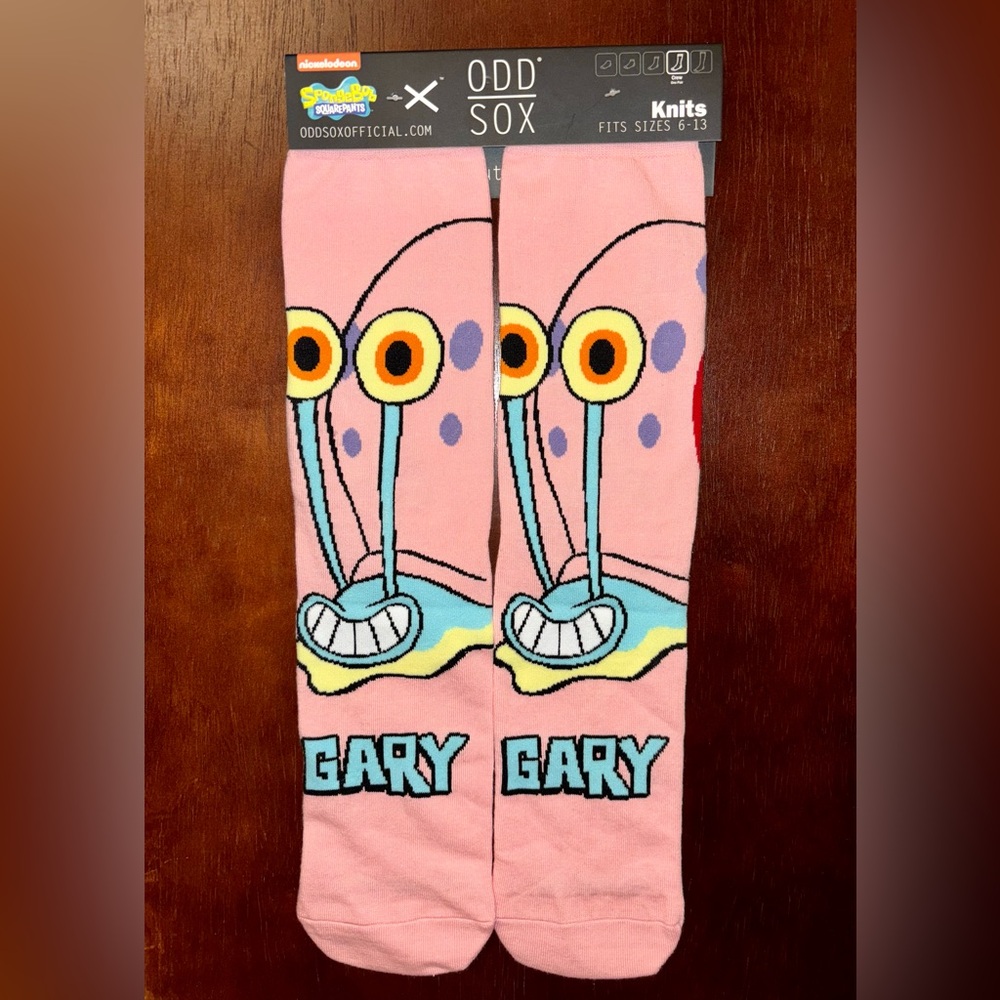SPONGEBOB SQUAREPANTS “GARY” ODD SOX NOVELTY CREW SOCKS NWT MEN’S SHOE SIZE 6-13